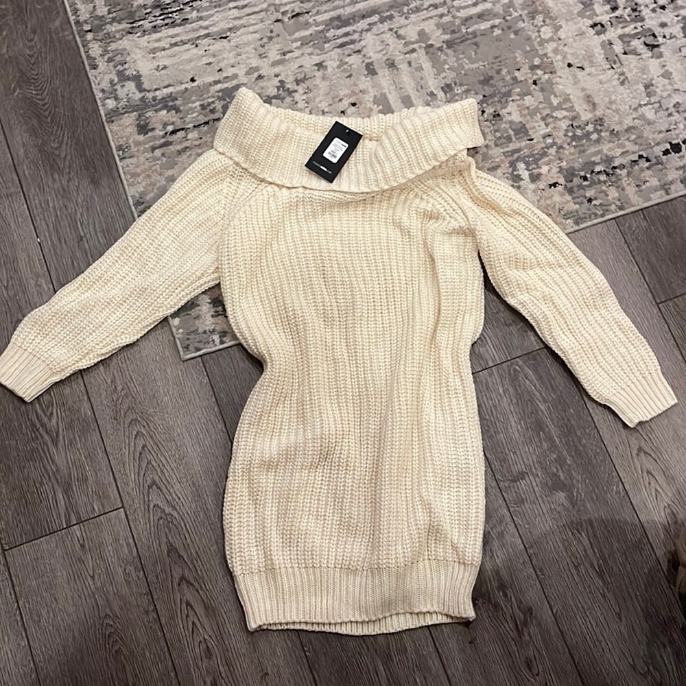 Knit off shoulder dress